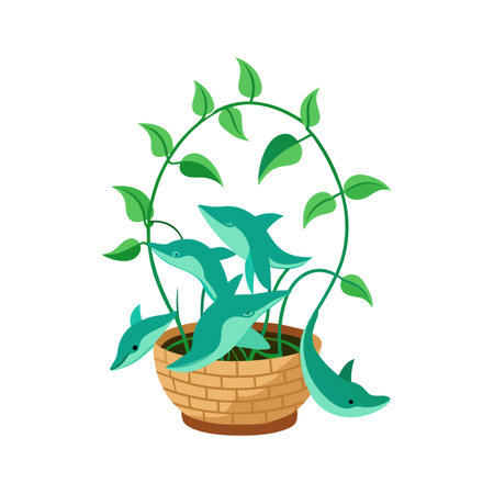 Beautiful Realistic Houseplant Tree Vector Illustration Isolated on a White Backgroundのイラスト素材