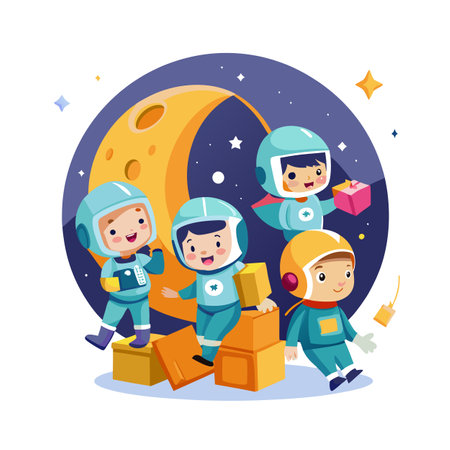 Children's Learning and Entertaining Cartoon Character Vector Illustration for Education and Mediaのイラスト素材