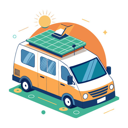 Futuristic Autonomous Camping Van Iconのイラスト素材