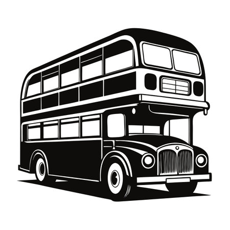 Classic Monochrome Double Decker Bus Iconのイラスト素材