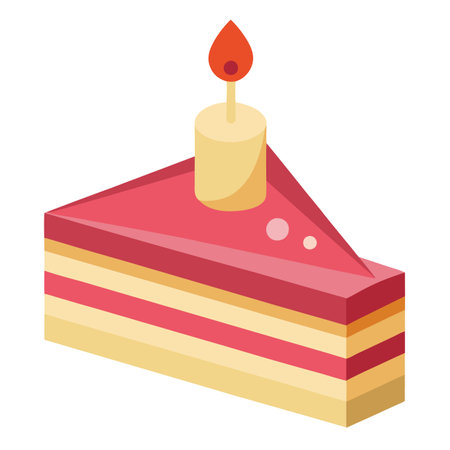 Slice of Cake Icon with Frosting and Delicious Ingredientsのイラスト素材