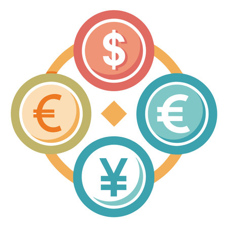 Icon Featuring Multiple Currency Symbols and Finance Conceptのイラスト素材