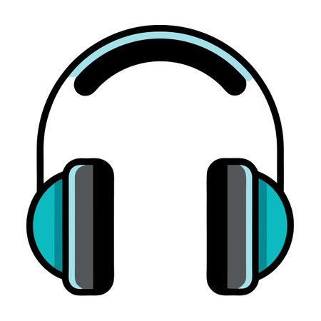 Sleek Pair of Headphones Icon and Headphones Conceptのイラスト素材