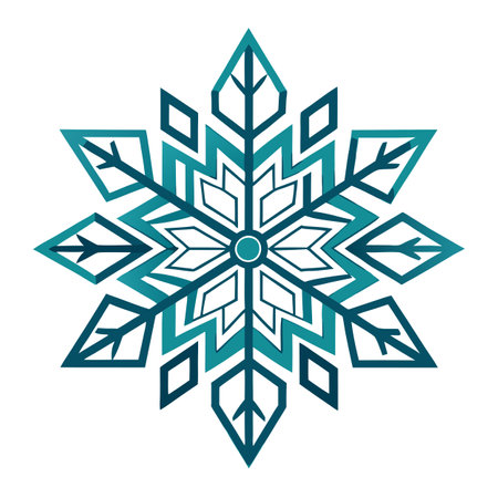 Detailed Snowflake Icon with Geometric Patterns and Snowflake Conceptのイラスト素材