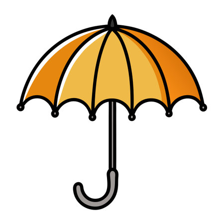 Classic Umbrella Icon with a Curved Handle and Umbrella Conceptのイラスト素材