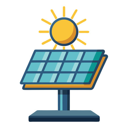 Solar Panels Icon Absorbing Sunlight and Solar Energy Conceptのイラスト素材
