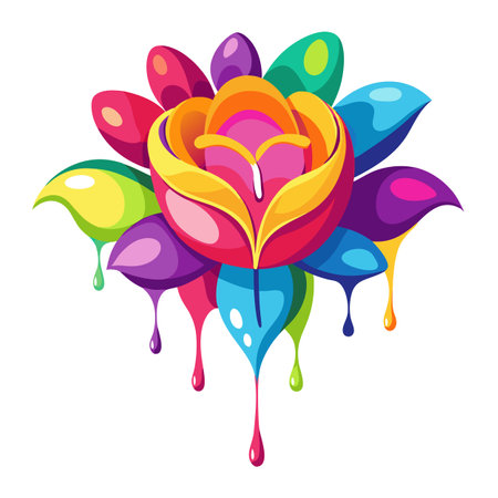 Dripping Paint Flower with Artistic Effect and Creative Design and Flower Conceptのイラスト素材