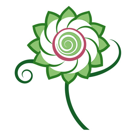 Spiral Line Blossom with Continuous Flow and Flower Conceptのイラスト素材