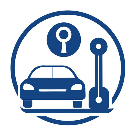 Key Icon with a Car Silhouette and Isolated Backgroundのイラスト素材