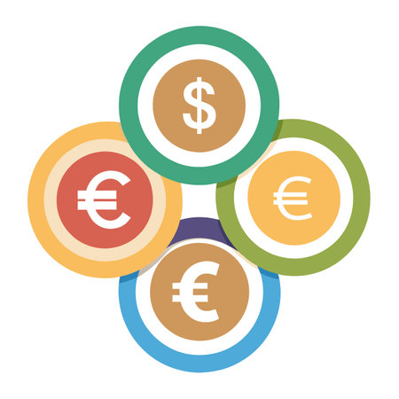 Modern Icon Featuring Multiple Currency Symbols and Isolated Backgroundのイラスト素材