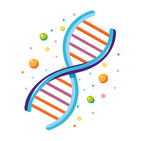 DNA Double Helix Icon with Glowing Effects and Isolated Backgroundのイラスト素材
