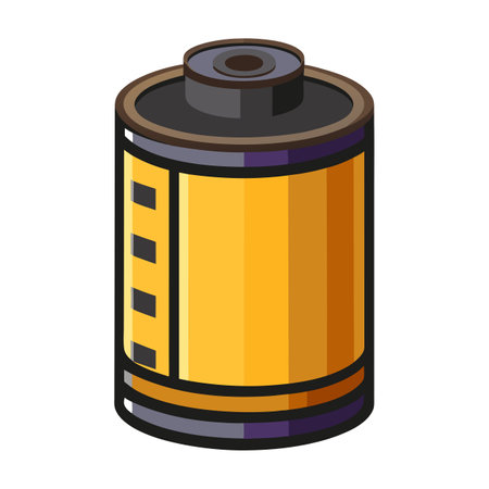Elegant Roll of Photographic Film Icon and Isolated Backgroundのイラスト素材