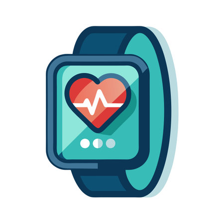 Fitness Band Icon with Heart Rate Monitoring and Isolated Backgroundのイラスト素材