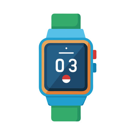 Modern Smartwatch Icon Displaying Time and Dateのイラスト素材