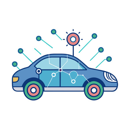 AI Powered Auto Repair Car Icon and Isolated Backgroundのイラスト素材