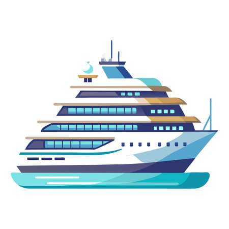 Flat Cruise Yacht Icon and Isolated Backgroundのイラスト素材