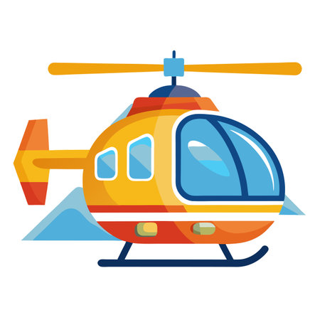 Flat Helicopter Tour Icon and Isolated Backgroundのイラスト素材