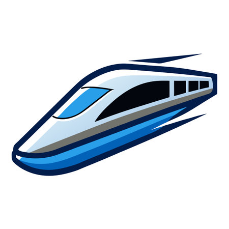 Flat High Speed Bullet Train Icon and Isolated Backgroundのイラスト素材