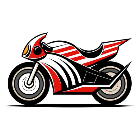 Elegant Flat Motorcycle Racer Icon and Isolated Backgroundのイラスト素材