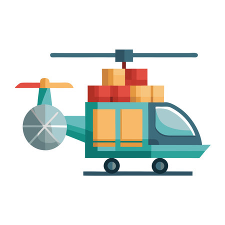 Elegant Flat Cargo Helicopter Icon and Isolated Backgroundのイラスト素材