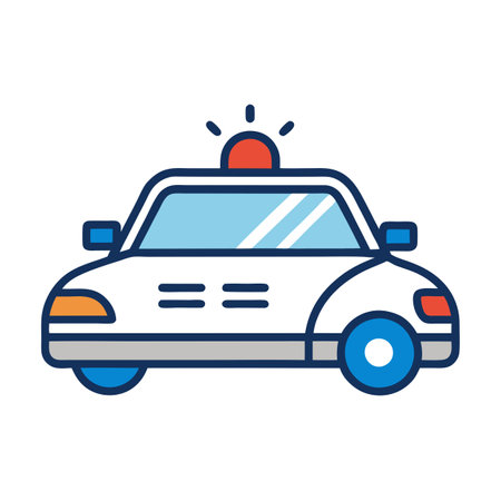 Flat Police Car Icon and Isolated Backgroundのイラスト素材