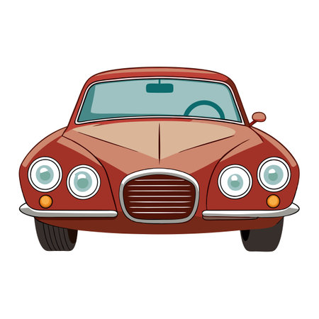 Flat Vintage Classic Car Icon and Isolated Backgroundのイラスト素材