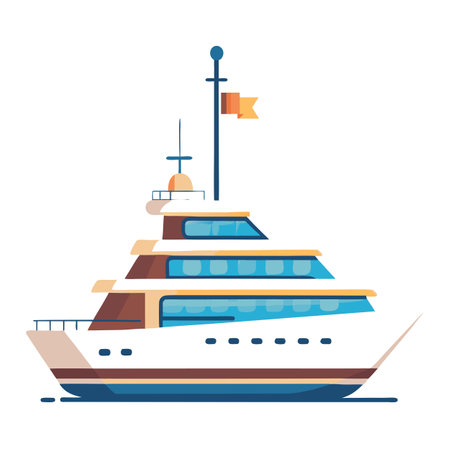 Modern Flat Yacht Icon and Isolated Backgroundのイラスト素材