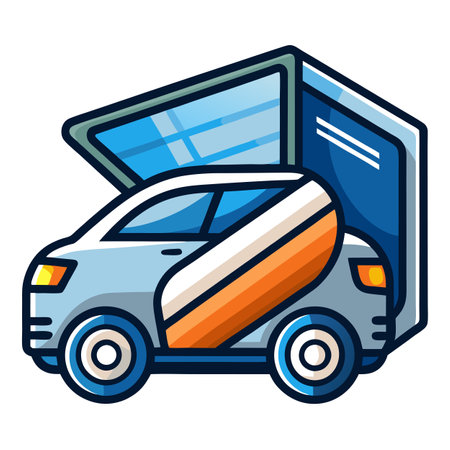 Elegant Foldable Car Icon and Isolated Backgroundのイラスト素材