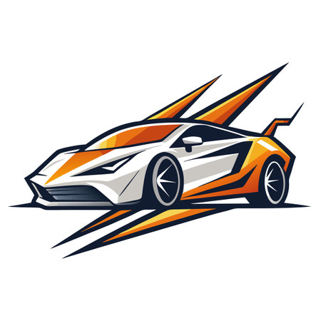 Modern Geometric Sports Car Icon and Isolated Backgroundのイラスト素材