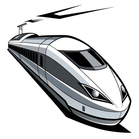 Monochrome Bullet Train Icon with a Clean and Modern Designのイラスト素材