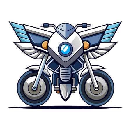 Modern Flying Motorcycle Icon and Isolated Backgroundのイラスト素材