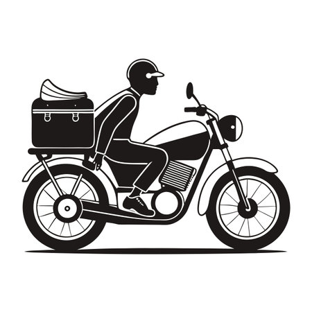 Motorcycle Courier Icon with a Monochrome Designのイラスト素材