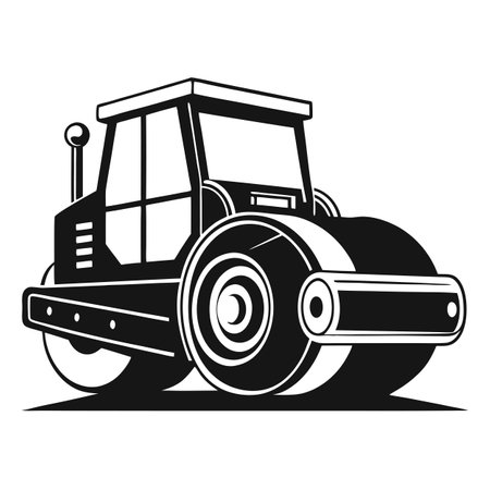 Construction Road Roller Icon Design in Monochrome with a Simple Designのイラスト素材