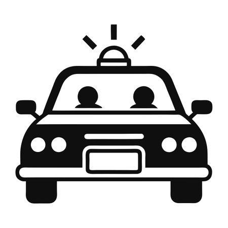 Police Car Icon with a Classic Monochrome Design Styleのイラスト素材