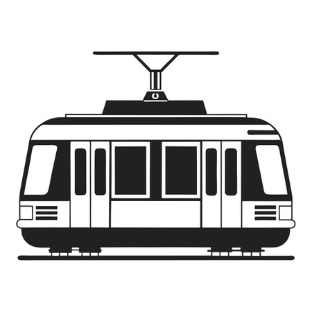 Sleek City Tram Icon with a Monochrome and Aerodynamic Designのイラスト素材