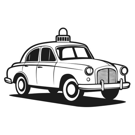 Modern Monochrome Taxi Icon and Isolated Backgroundのイラスト素材