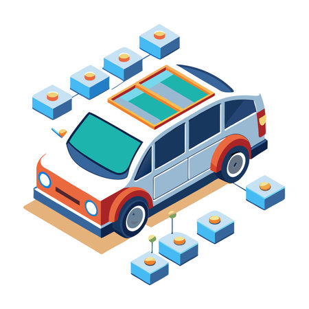 Modular Car Icon with a Self Assembling Design Styleのイラスト素材