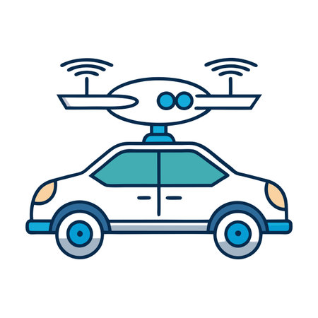 Smart Wing Autonomous Drone Car Icon with a Clean Designのイラスト素材