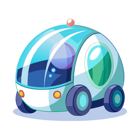 Elegant Self Driving Glass Bubble Car Icon and Isolated Backgroundのイラスト素材