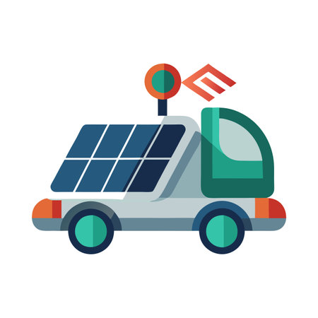 Robotic Vehicle Icon with a Self Charging Illustration Styleのイラスト素材