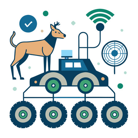 Robotic Wildlife Transport Vehicle Icon with a Detailed Illustrationのイラスト素材