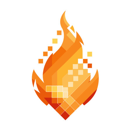 Sleek and Modern Fire Icon with Futuristic Pixel Designのイラスト素材
