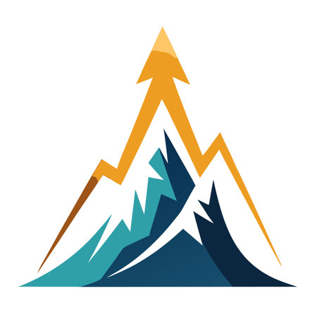 Sleek and Modern Mountain Icon with Futuristic Arrow Designのイラスト素材