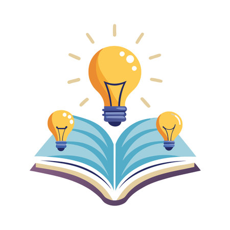 Abstract Book Icon with Modern and Innovative Lightbulb Page Designのイラスト素材