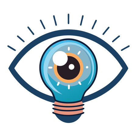 Modern Eye Icon with Unique and Creative Lightbulb Pupil Designのイラスト素材