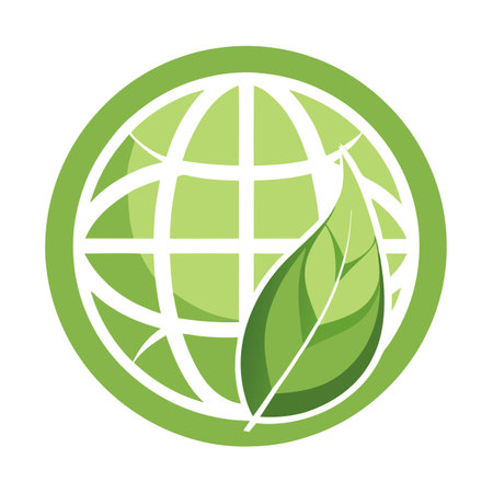 Stylized Globe Icon with Leaf Pattern and Modern Design Elementsのイラスト素材