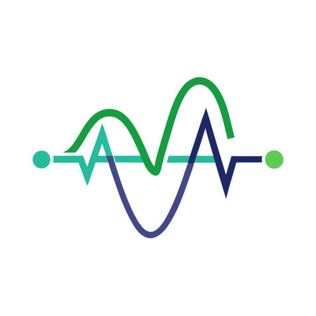 Sleek and Modern Heartbeat Icon with Futuristic Digital Wave Designのイラスト素材