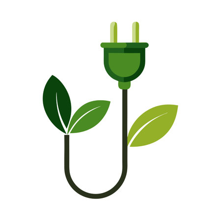 Abstract Electric Plug Icon with Modern and Innovative Leaf Designのイラスト素材