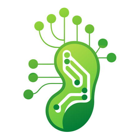 Sleek and Modern Footprint Icon with Futuristic Circuit Path Designのイラスト素材