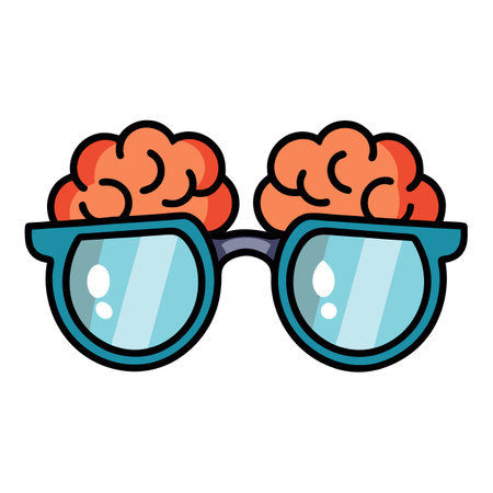 Stylized Glasses Icon with Brain and Modern Design Elementsのイラスト素材